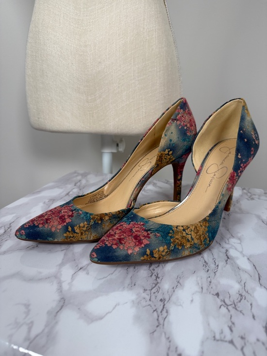 Jessica Simpson Shoes - Jessica Simpson Teal Floral Pointed-Toe Pumps
